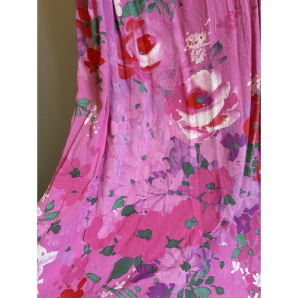 VTG Jams World Womens Pink Floral Hawaiian Boho Sleeveless Pockets Midi Dress M - Picture 13 of 16